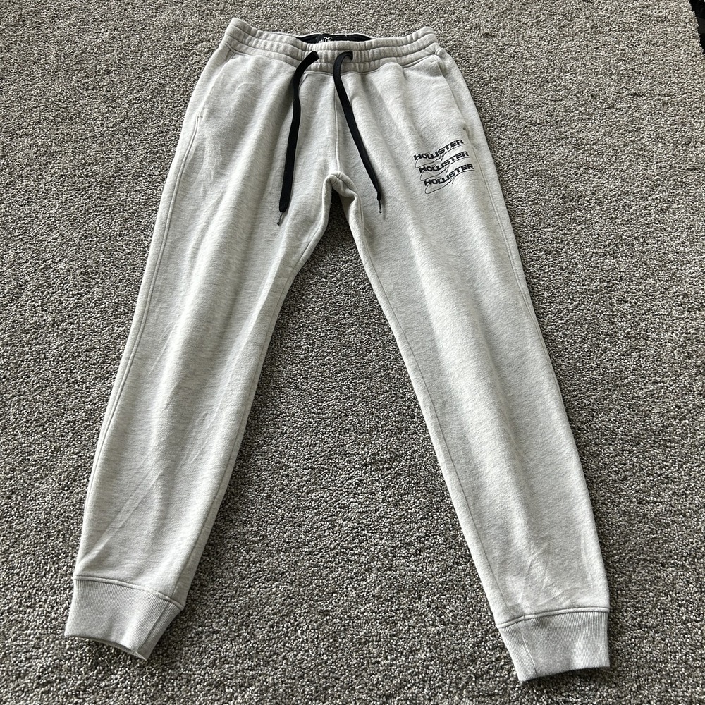 Hollister Sweatpants Mens Small Gray Fleece Elastic Waist Pockets Cuffed Joggers